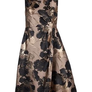 Adrianna Papell Boat Neck Metallic Jacquard Dress
